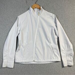 Annika Cutter & Buck Gold Jacket Women’s Large Off White Grey Soft Shell